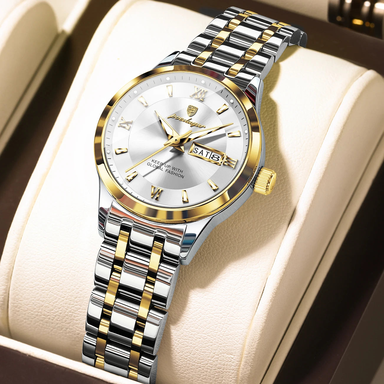 POEDAGAR Luxury Fashion Woman Watch Luminous Waterproof Stainless Steel Ladies Wristwatch Quartz Week Date Elegant Woman's Watches Male Reloj