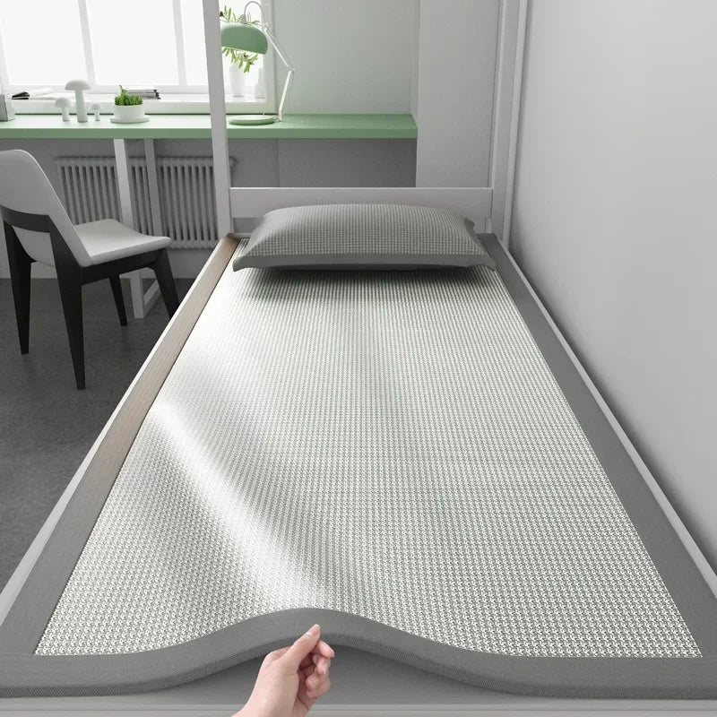 Summer Ice Silk Cooling Pad Breathable Jacquard Mattress Cover with Nonwoven Surface for College Student Dorm Bedroom Cool Sleep