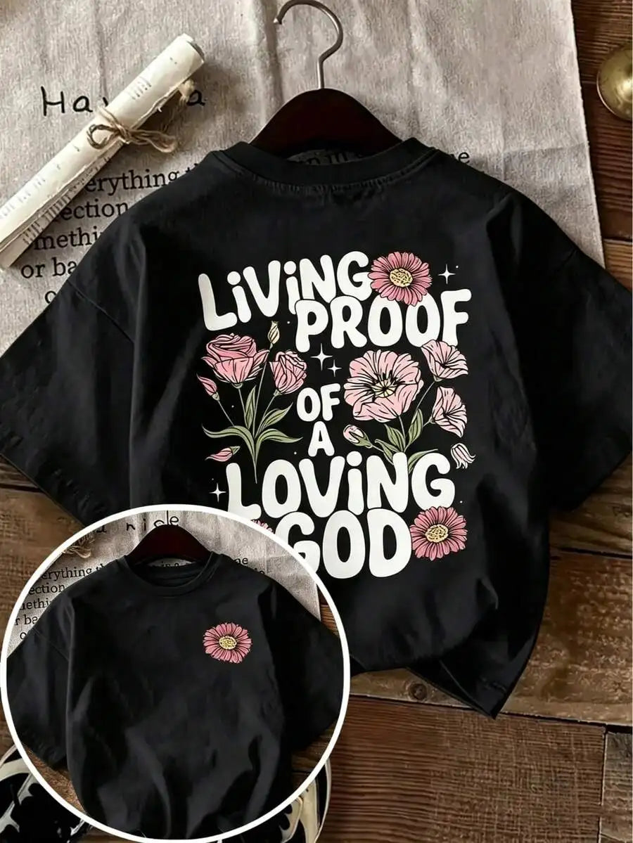 Oversized White Floral Graphic T-Shirt For Women Casual Loose Fit Summer Streetwear