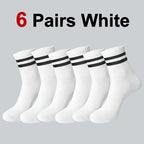 6/10/20 Pairs Men Women Striped Round Neck Socks Spring Autumn Breathable Odor Proof Sweat Absorbing All-Season Casual Socks