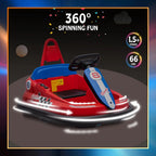 6V Kids Bumper Car With 360 Spin, Toddler Electric Ride On Toy For Ages 2-6, LED Lights, Music, Horn, 1.9 MPH, 66LB Capacity