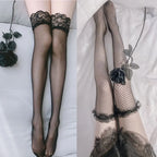 Black White Sexy Overknee Long Socks For Women Sweet Girls Lolita Bowknot Thigh High Fishnet Stockings Gothic Punk Lace Mesh Leggings Sexy Stockings Soft Breathable Comfortable Stylish Fashionable Daily Party Wear