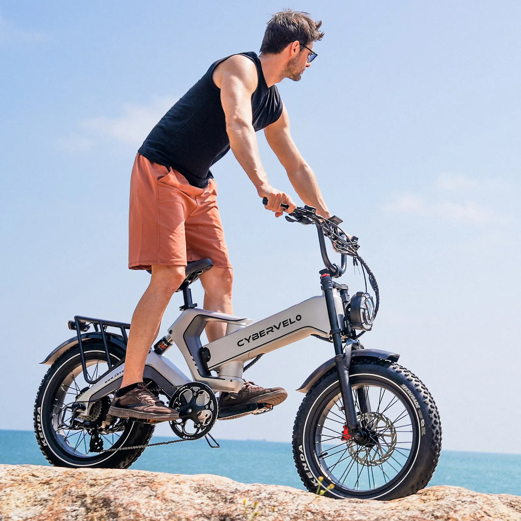 Cybervelo 20” Fat Tire 48V 40AH Waterproof Automotive Super Battery Max Speed 30+MPH Ultra Long Range 150 Miles Off Road Commuter High Speed Ebike EK6 Max
