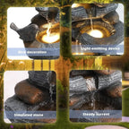 5-Tier Cascading Rock Fountain with 4 LED Lights - Outdoor Waterfall for Garden, Patio, Yard, and Deck Decor