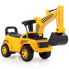 Kids Ride on Excavator with Adjustable Shovel Anti-Tipping Block Engine Sound