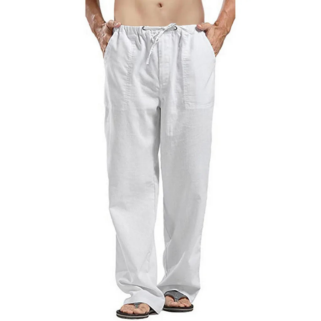 Wide Pants Spring Men's Korean Fashion Sports Streetwear Linen Oversize Trousers Yoga Pants Sweatpants Casual Daily Wear