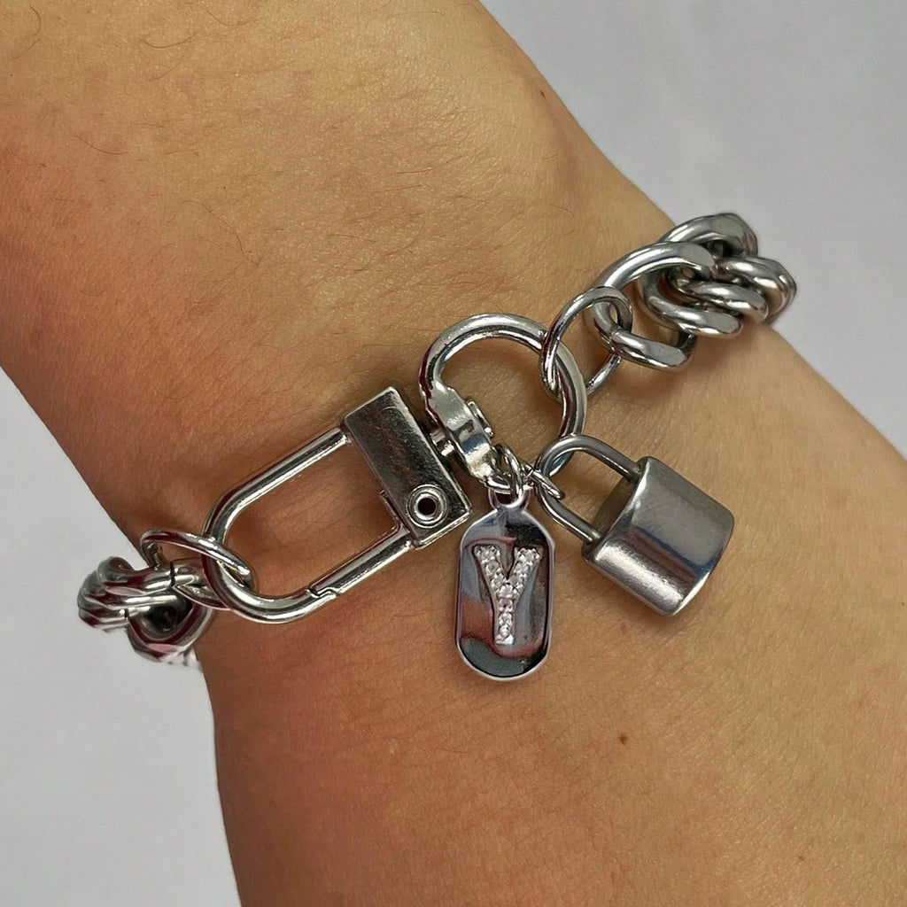 1 Pc Silver Oval Bracelet With A-Z26 Letter Necklace, Unique And Exquisite Style, Suitable For Festivals And Daily Wear