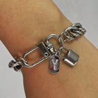 1 Pc Silver Oval Bracelet With A-Z26 Letter Necklace, Unique And Exquisite Style, Suitable For Festivals And Daily Wear
