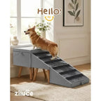 Dog Ramp for Bed Couch: Wooden, Brown, Foldable 2-in-1 Split Ottoman Design with No-Slip Surface for Large/Medium/Small Dogs