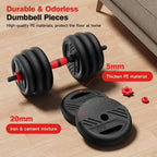 5-in-1 Adjustable Dumbbell Set: 20-90lbs with Double Locknut, Bar, Kettles, Push-up Stand, Plates for Home Gyms