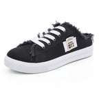 2024 Spring Summer Women Canvas Sneakers Low Top Lace Up Denim Flat Shoes Female Casual Board Shoes