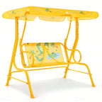 2-Seater Porch Swing Chair With Metal Stand Adjustable Canopy Outdoor Furniture