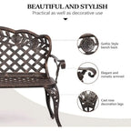 42.5 Outdoor Metal Garden Bench, Antique Irish Style, Cast Iron & Aluminum, Seats 2-3