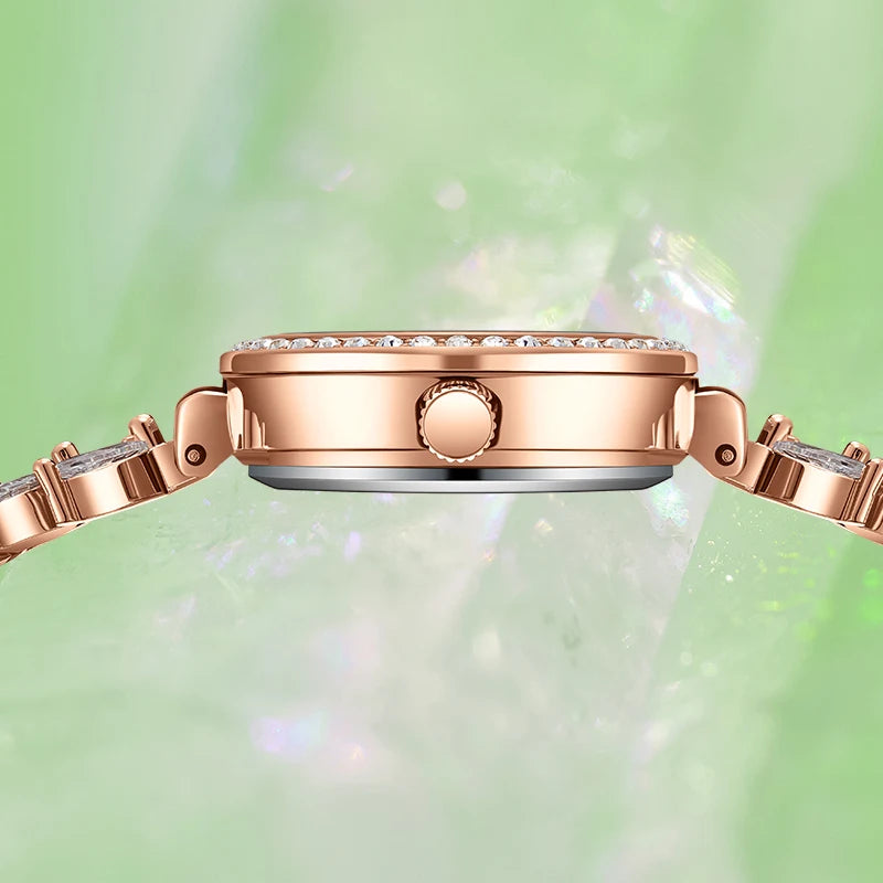 Mark Fairwhale Casual Small Pearl tone Dial Women's watch Waterproof  Fish tail bracelet Full Diamond Watches for Women