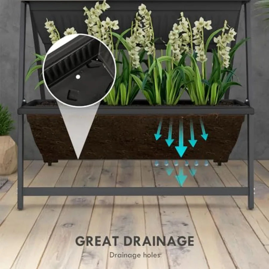 Raised Garden Bed 4 Tier Vertical Garden Planter Set 4 Outdoor Planter Boxes with Stand Self Draining Design Elevated Garden fo