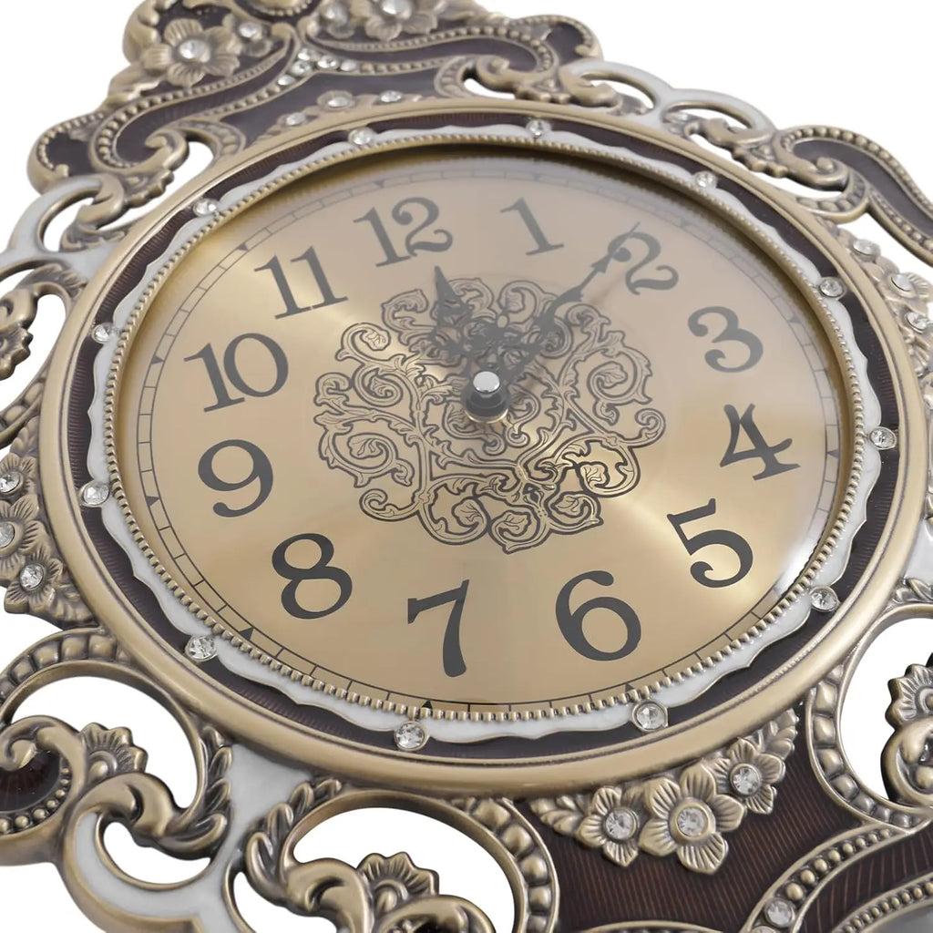 Retro Decorative Wall Clock Antique Wall Clock with Swinging Pendulum Classic European Style Large Metal Silent Clocks for Home, Living Room, Bedroom