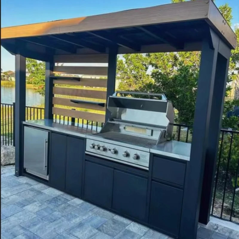 Hot Sale  Capsule House  Outdoor BBQ Modular Kitchen Modern Premium Style with Integrated Cultured Stone Tiny House