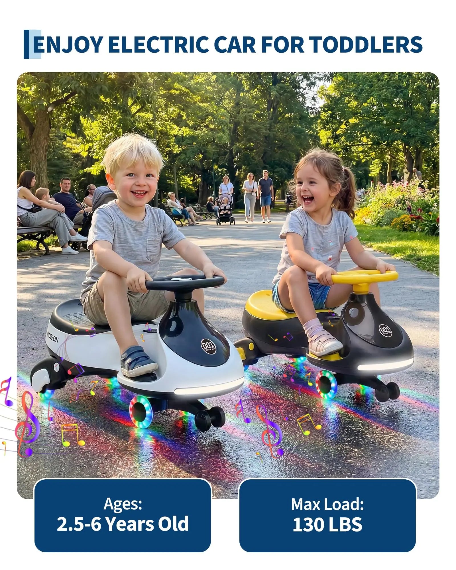12V Electric Wiggle Car For Kids, 2 In 1 Ride On Swing Car With Pedal, Flashing Wheels Music, Anti-Rollover Toy For Toddlers