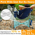 Oversized Portable Hammock Swing Chair with Adjustable Backrest, Lightweight Rocking Outdoor Seat Supports 440lbs - Blue