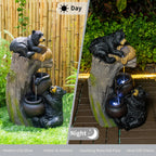 Bear Outdoor Water Fountain with LED Lights Cascading Fountains Outdoor for Patio Yard Balcony 23.62'' Garden Fountains Outdoor and Outdoor Water Fountain Decor