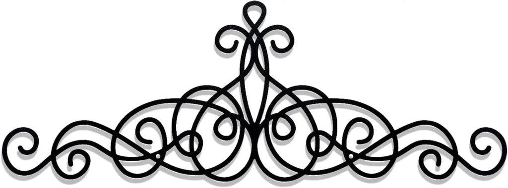 15.7x5.5 Inch Rustic Metal Scroll Wall Art Black Wrought Iron Decor for Living Room Bedroom Doorway Long Narrow Hanging Ornaments