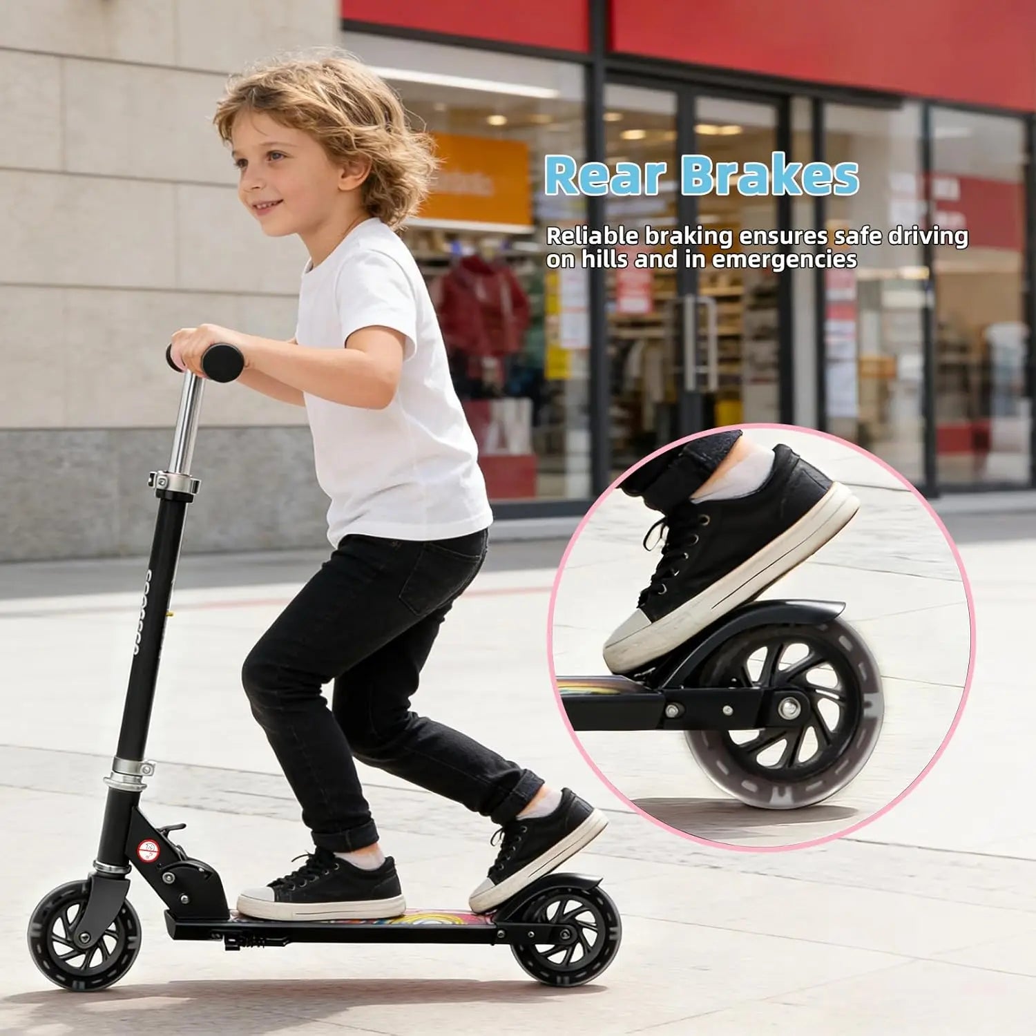 Kick Scooter for Ages 3+,Kid, Teens Light-Up ABEC-10 Wheels Foldable Kick Scooters for Girls Boys with 3 Adjustable Handlebar and Rear Brake