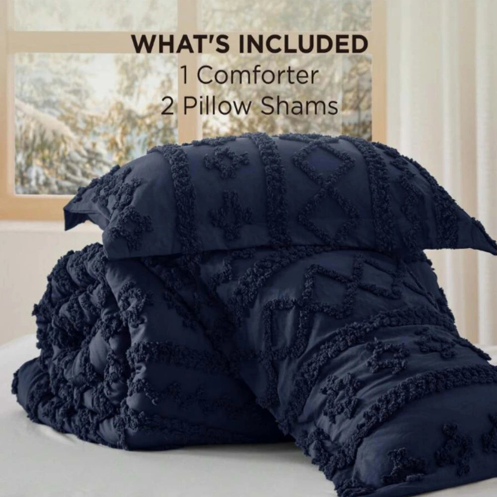 Boho Style Embroidery Bedding Set, Tufted Comforter for Room Decoration, Practical Supplies for Dorm & Apartment, Nice Present for Graduation and Back To School