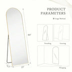 64'X21' Full Length Mirror With Stand,Room Decor Alloy Frame Arched Body Mirror,Mid Century Modern Furniture Style Standing/Lean