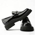 Metal Decoration Large Size Men's Leather Shoes Fashion Chunky Heel Platform All Match Loafers Outdoor Runway Single Shoes Hot