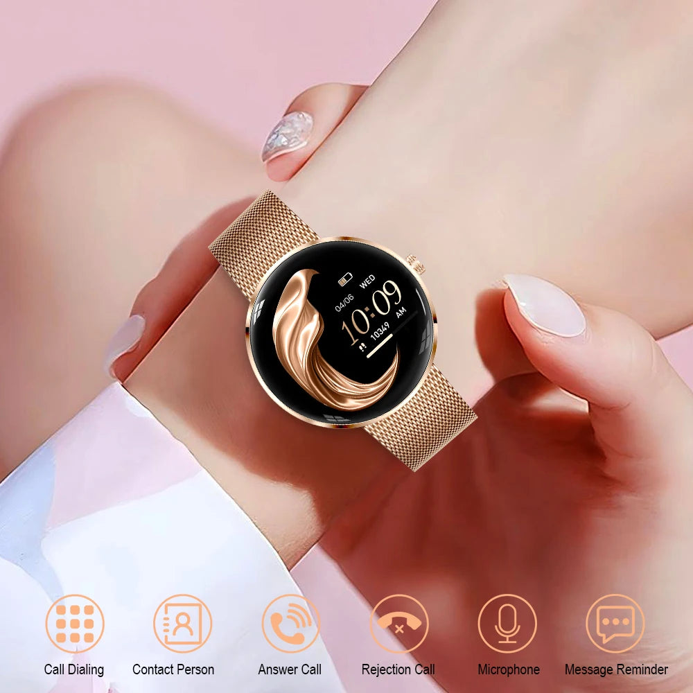 MEVADEN 8.5mm Utra-thin Stainless Steel Smartwatch 1.43 inch AMOLED Screen Women Bluetooth Call Health Monitor Sport Smart Watch