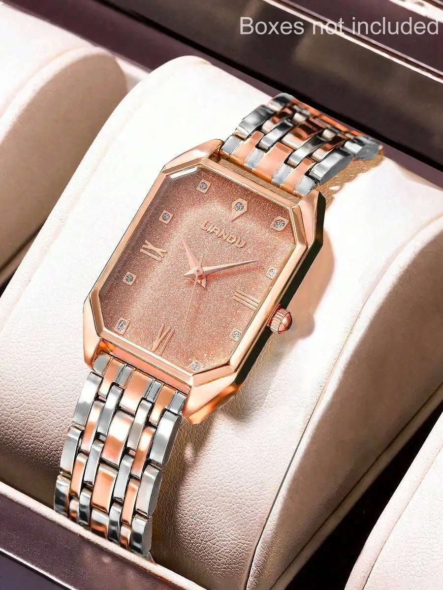 SOKI 1pc Women's Watch, Vintage Casual Fashion Minimalist Square Quartz Wristwatch, Suitable For Daily Wear, Birthday Gift,