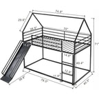 Twin Over Twin Bunk Bed with Slide and Ladder, Metal Frame for Kids, Black