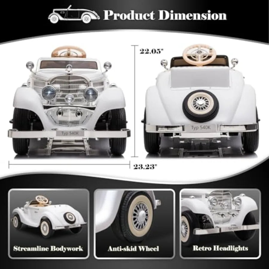 Large Ride On Car Compatible with Benz 12V Battery Powered Electric Vehicles with Remote Control for 4WD Classic Ride on Toys w