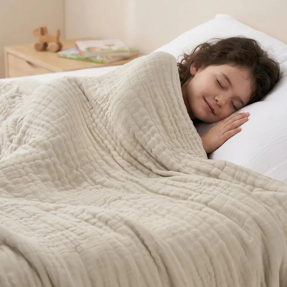 6-Layer Cooling Muslin Blanket King Size 104"x80", Lightweight Gauze, Breathable & Ultra Soft for Hot Sleepers, Bamboo Rayon & Cotton