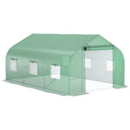 Outdoor High Tunnel Greenhouse for gardening, polyethylene-coated steel frame, deep green, portable with roll-up windows and ve