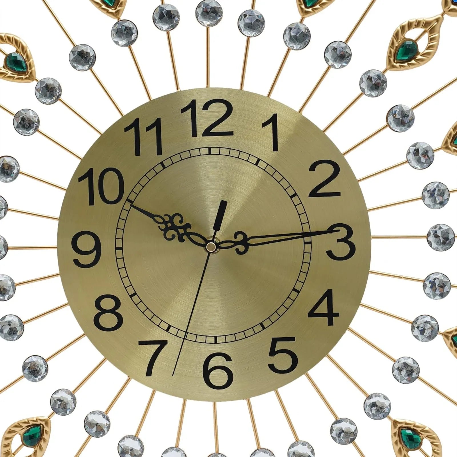 Wall Clock, 26.4" Peacock Wall Clock, Wall Mounted Decorative Clocks Gold, Modern 3D Clocks , Large Round Metal Silent Non-Ticking, for Living Room Decor
