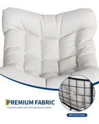 Oversized Papasan Rocking Chair With Footrest, Indoor Outdoor Egg Lounge Rocker, 350LBS Metal Frame For Patio Porch Living Room