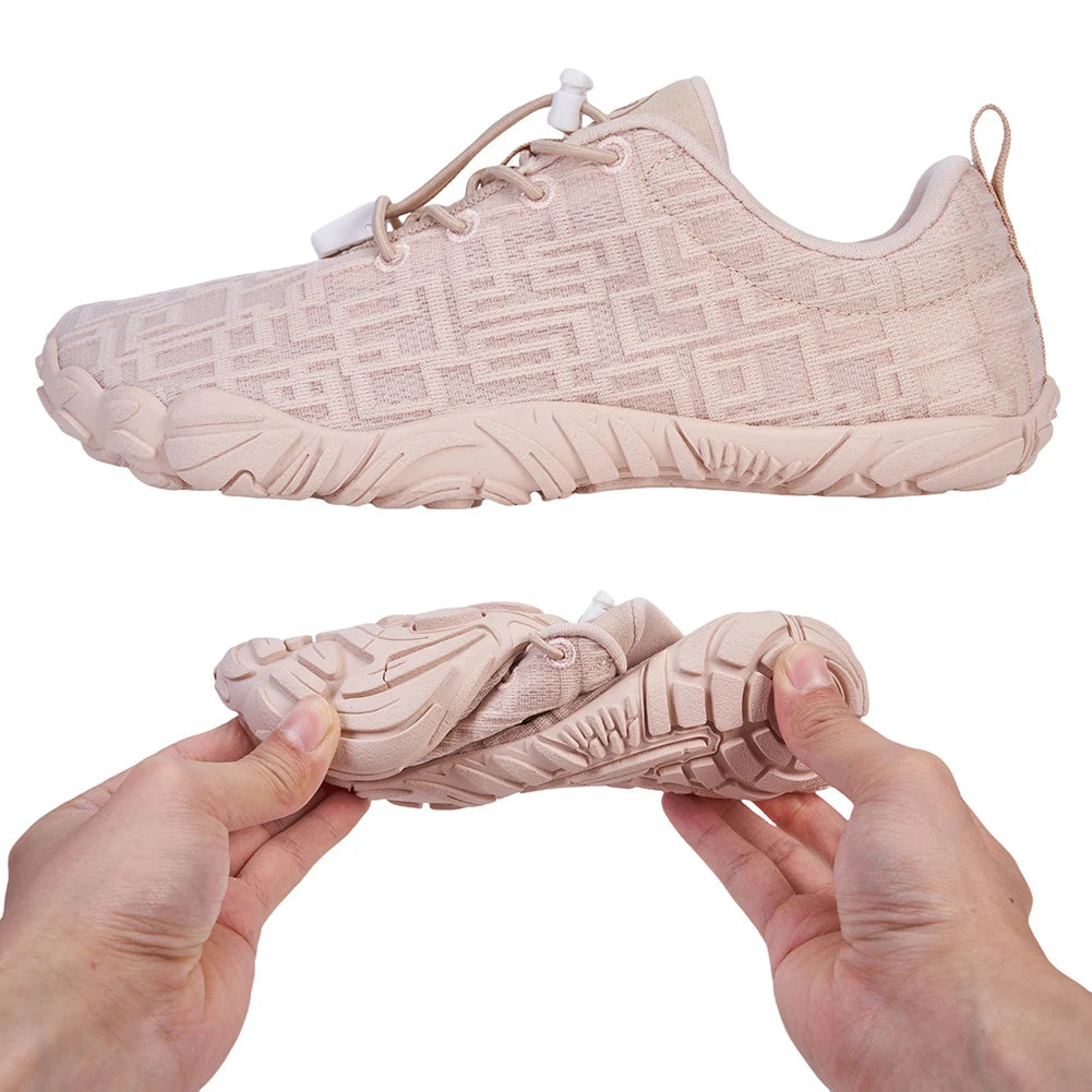 Unisex Water Shoes Barefoot Beach Shoes Breathable Gym Sneakers for Water Sports (Apricot 39)