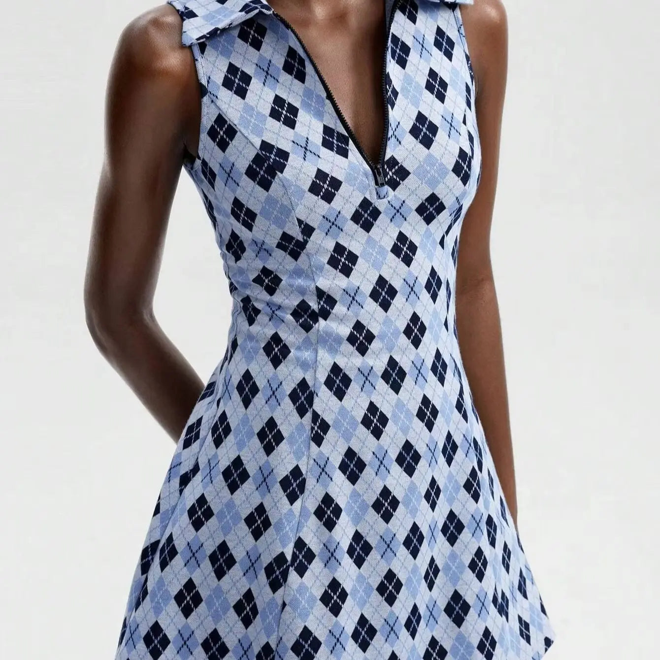 Tennis Dress Vintage Collegiate Style Mesh Dress - Elegant Sleeveless V-Neck A-Line Skater Dress, Breathable Stretchy Bodycon Tennis Dress for Women