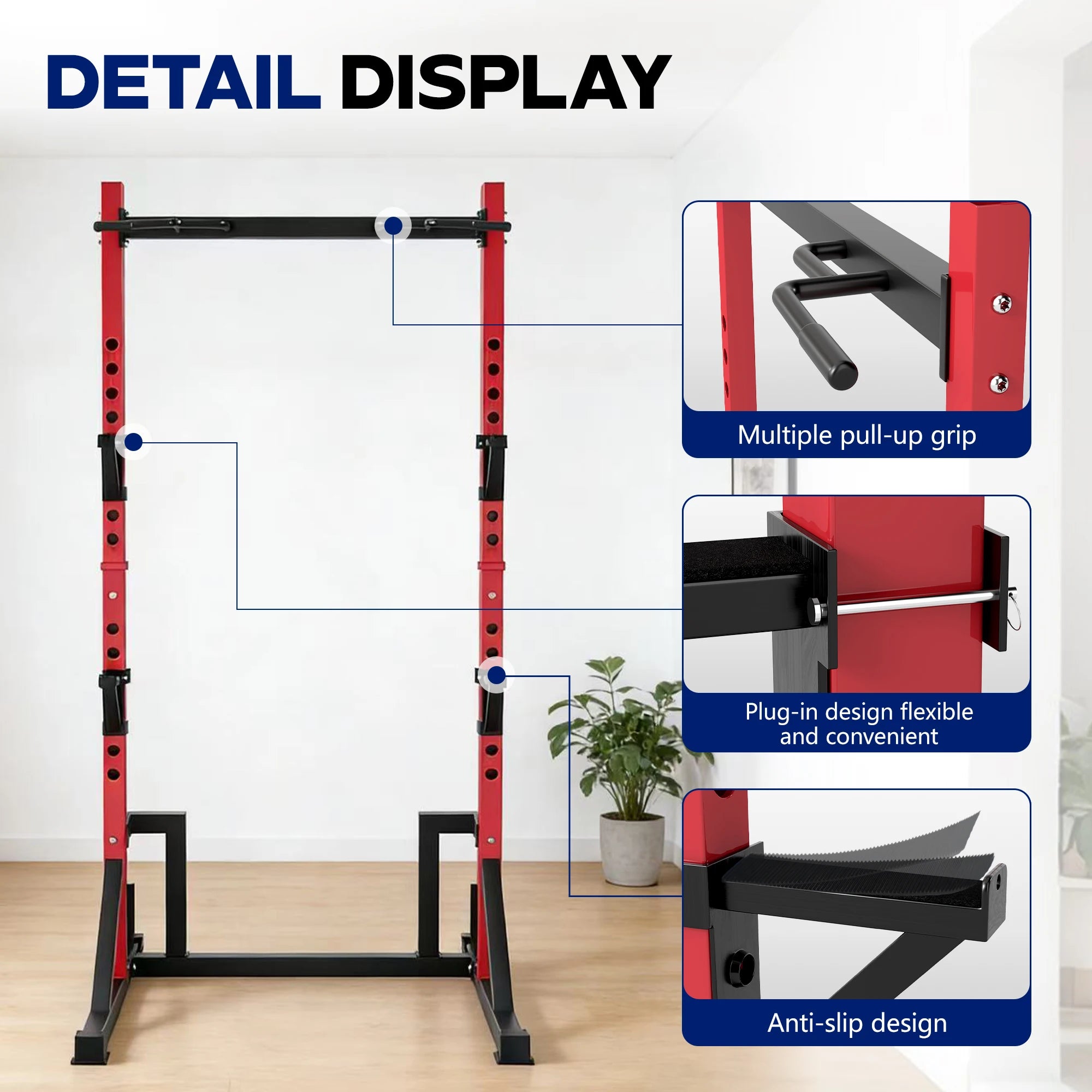 KERDOM Multifunction Power Rack with Pull up Bar, Heavy Capacity 360kg, Height Adjustable Squat Stand Rack for Home Gym Equipment, Power Tower Pull Up Dip Station Training Fitness Equipment for Home Outdoor Muscles Trainer, B