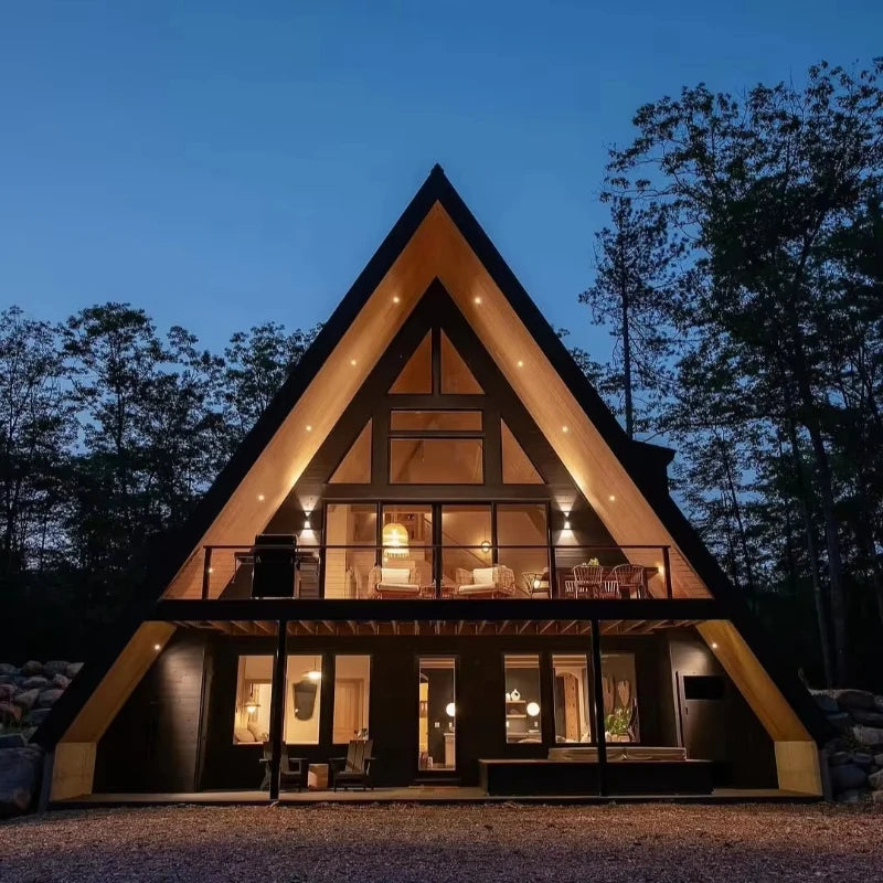Triangular Roof Prefabricated House China Waterproof Steel Structure Building Modular Cabin Tiny Homes