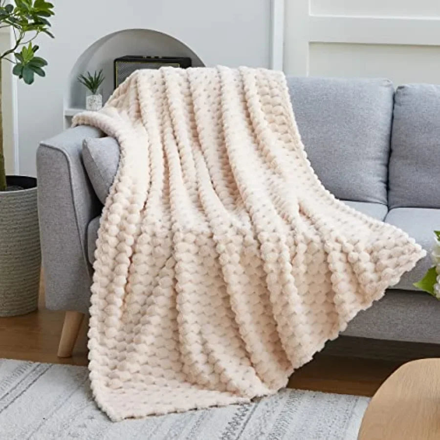 Fleece Throw Blanket for Couch or Bed - 3D Imitation Turtle Shell Jacquard Decorative Blankets - Cozy Soft Lightweight Fuzzy Fl
