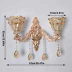 Luxury Gold Crystal Glass Wall Sconce with Flower Lampshade for Entrance Bedroom Hallway Decorative Lighting