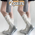 1/2/5 Pairs Lolita Long Socks Women Summer Ultra Thin Breathable Bandage Ribbon Bow Sweet Girls JK Style Black White Stockings