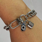 1 Pc Silver Oval Bracelet With A-Z26 Letter Necklace, Unique And Exquisite Style, Suitable For Festivals And Daily Wear