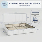 Full/Queen/King Size Velvet Lift Up Storage Bed Frame, Vertical Channel Tufted Headboard, Hydrualic Underneath Storage, Upholstered Platform Bed, Wooden Slats Support, No Box Spring Needed, White
