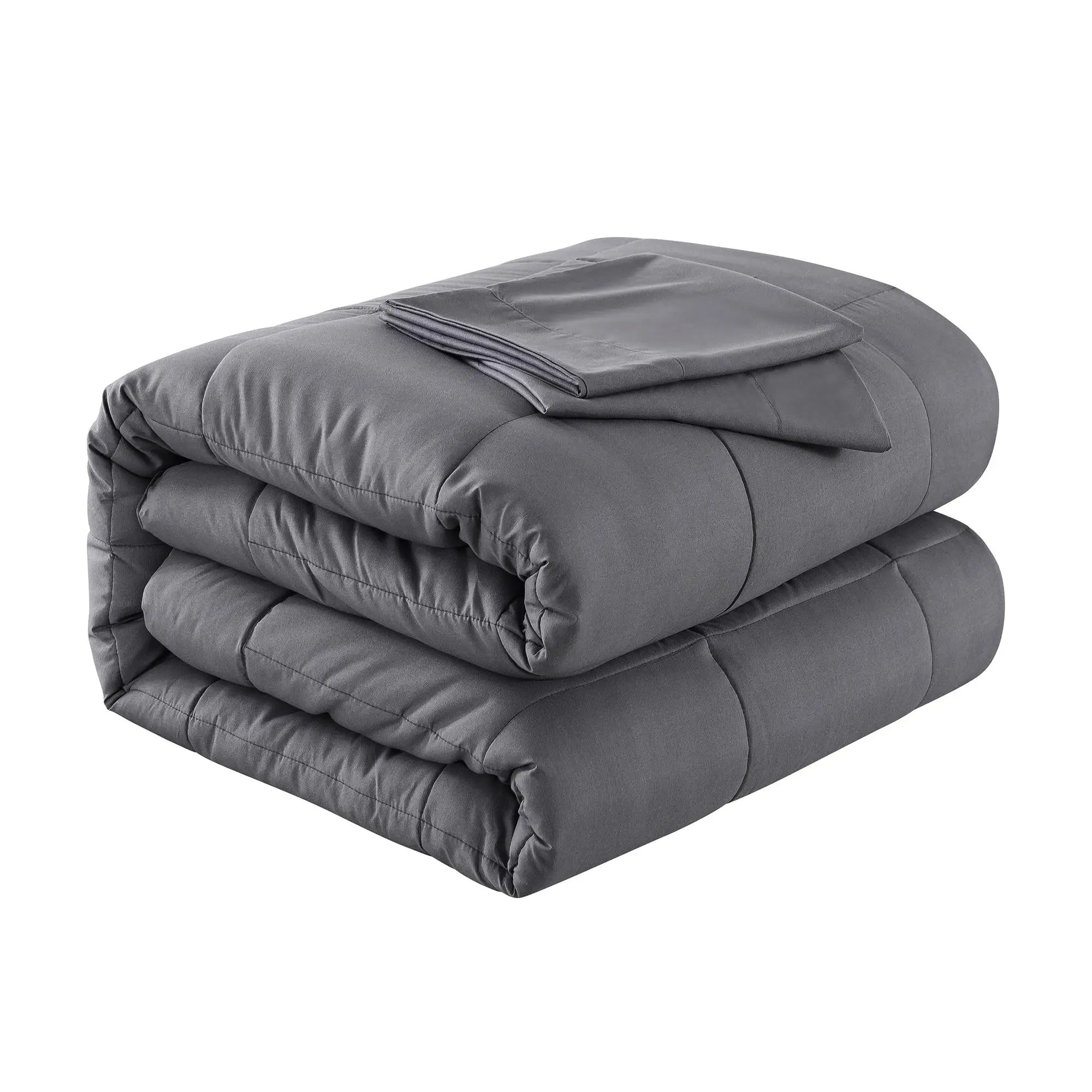 All Season Lightweight Comforter Set 3Pcs Soft Quilted Bedding Sets Box-Stitch Bed in a Bag Include 1 Comforter 2 Pillowcases Breathable Home Bedroom Textile Decor