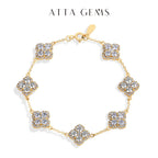 ATTAGEMS Full D VVS1 Moissanite Bracelets S925 Silver Yellow Gold Plated Bracelet for Women Lucky Jewelry Shipping From the USA