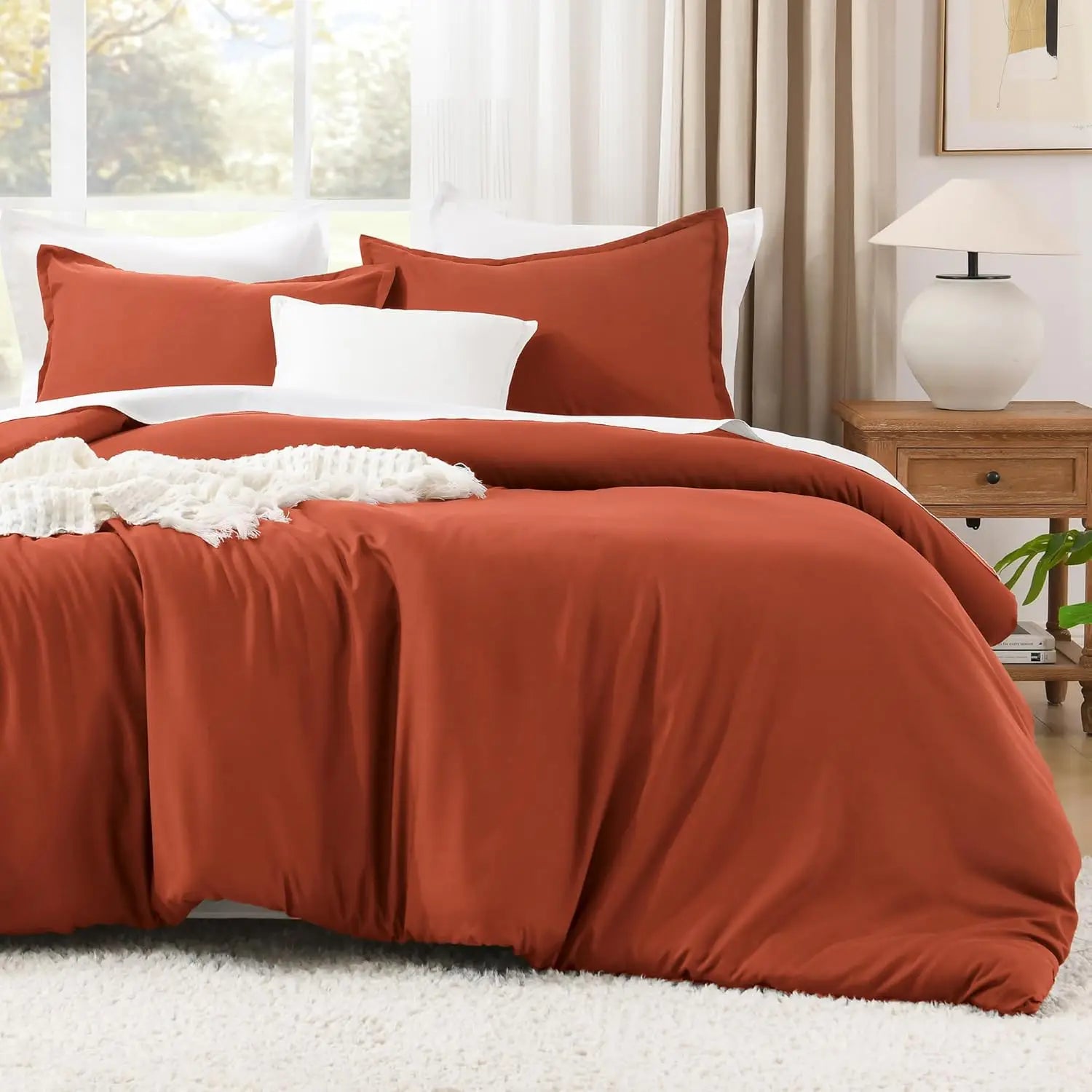Luxury Soft 3-Piece Lightweight Comforter Set All-Season Fluffy Breathable Bedding Oversized King Queen Twin Size Solid Color Quilt with 2 Pillowcases Home Bedroom Decor Cozy Room Textiles Skin