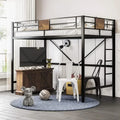 Twin Size Metal Bed Frame with Ladder, Rustic Style, No Box Spring Needed, Space-Saving for Bedrooms or Dorms